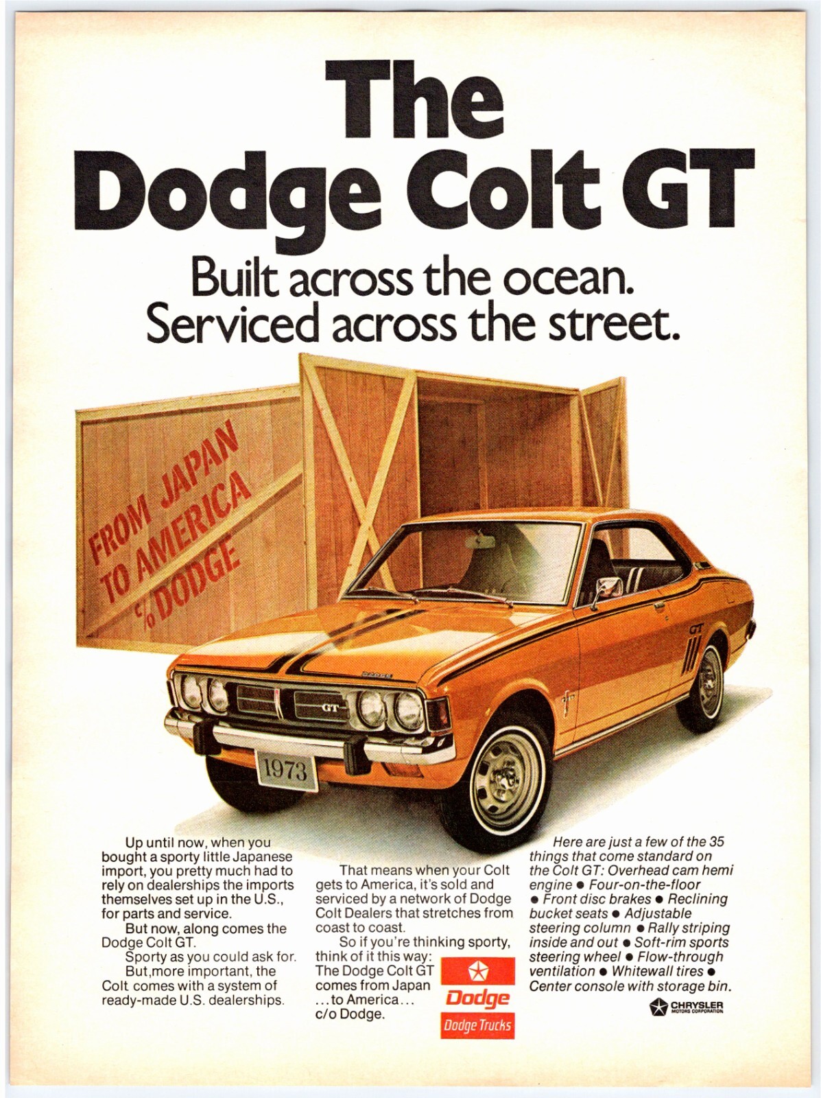 1973 DODGE COLT CAR AUTOMOBILE Vintage 8