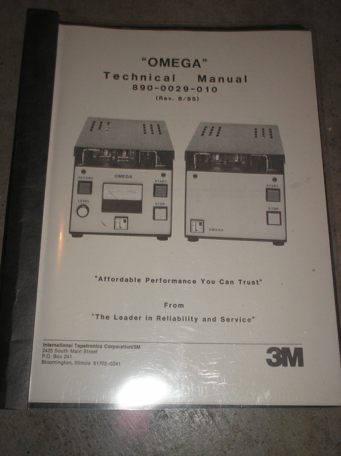 One ITC International Tapetronics Corp Cart Machine Owners Manuals
