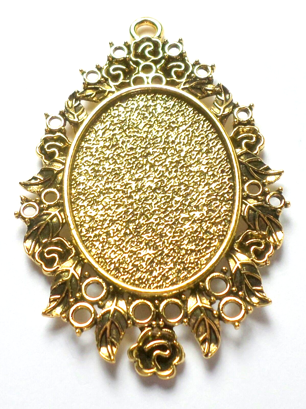 4 of 40x30mm Antique Gold Fancy Art Nouveau Roses Pattern Pendant Settings Nice