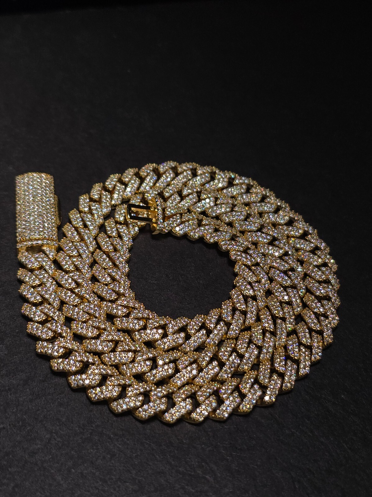 Pre-owned Harlembling 10mm Moissanite Real Miami Cuban Link Chain Iced Hip Hop 925 Silver Necklace 22" In White