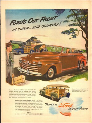 FORD　VintagePoster Ford DeLuxe Vintage 1940 Ford Motor Car Ad Magazine Print