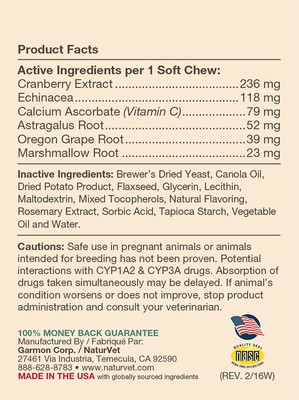 NaturVet Cranberry Relief Plus Echinacea Soft Chew - 60 count