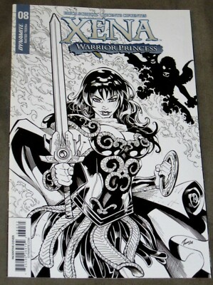 Dynamite Comics: Xena Warrior Princess #8 Cifuentes CVR B Black & White INCV 