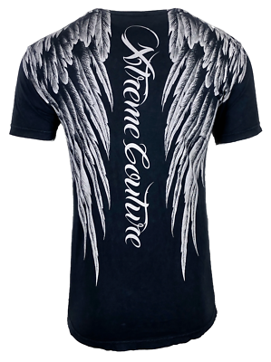 Xtreme Couture Affliction Men's T-Shirt AEROSMITH Black Wings Biker Tattoo MMA