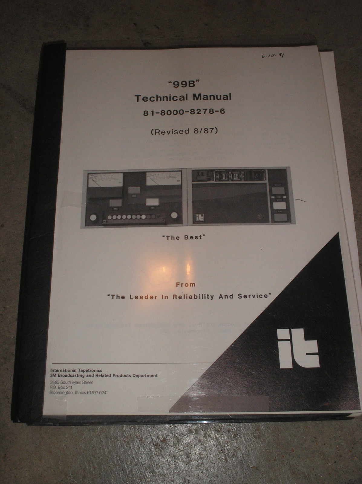 One ITC International Tapetronics Corp Cart Machine Owners Manuals