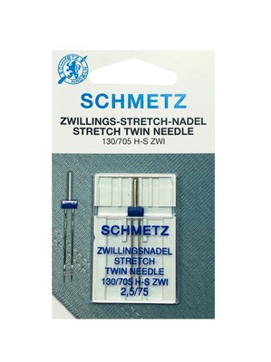 Schmetz Stretch Ball Point Twin Needle 130/705HS ZWI Home Machine - 25/75, 40/75