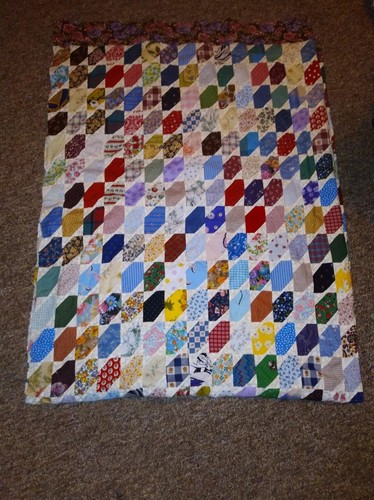 Vintage Quilt Top Unfinished Multicolored Cotton Squares Small (92