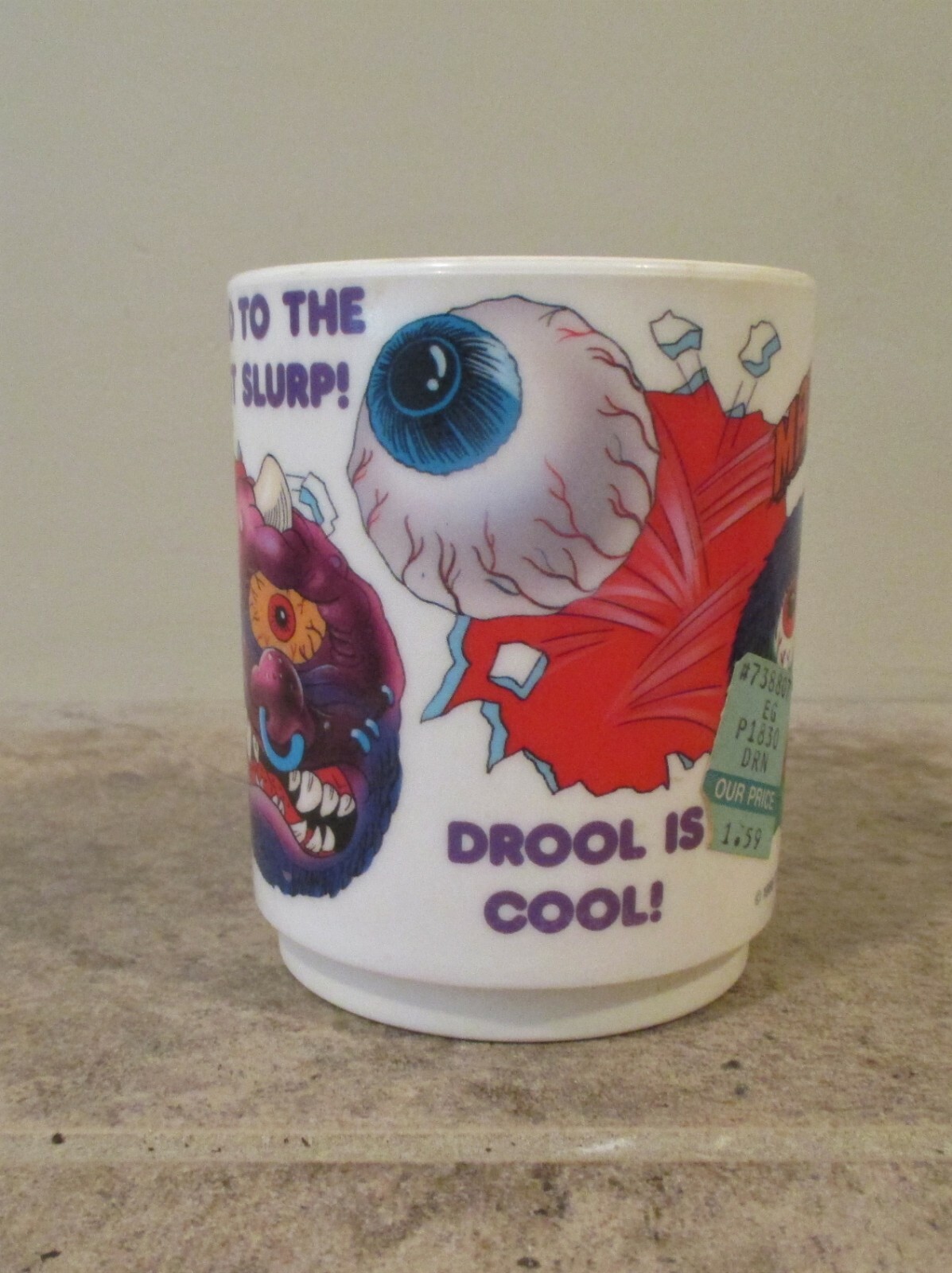 Vintage 1986 MADBALLS 10 oz Mug / Cup -  MONSTER - Deka Plastics