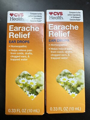Earache Relief Ear Drops 2 Pack x 0.33 Fl Oz Each Exp 2/27+ Compare To Similasan