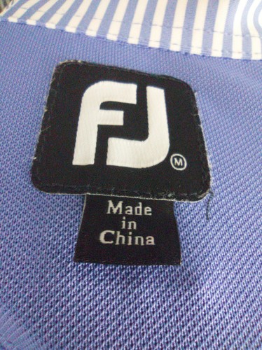 FootJoy GOLF POLO SHIRT SS Men's M Blue Club River Oaks Poly Stretch Athletic