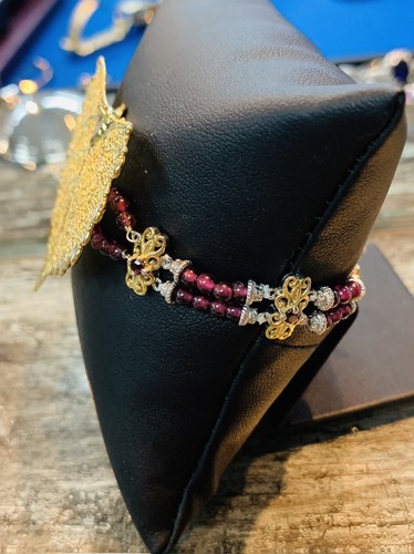 Gold Vermeil over Sterling Silver Leaf Bracelet, 8