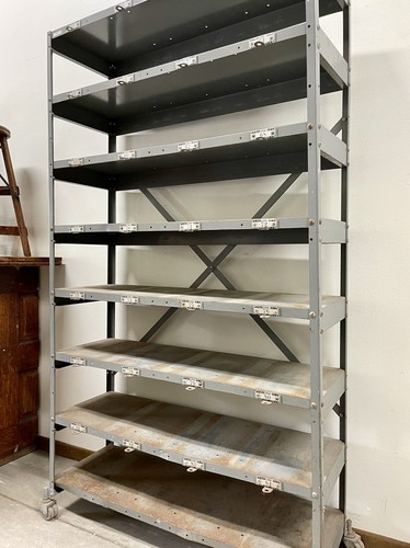 Vintage Industrial Metal Locker Shelves Pool Gym Number Tags