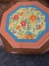 Floral Octagon Quilted Table Topper Machine Quilted Table Decor 17.5” Yellow