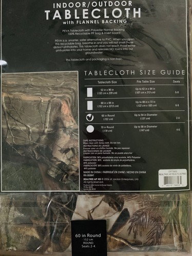 Real tree Indoor /Outdoor Round 60” ap camo Table Cloth