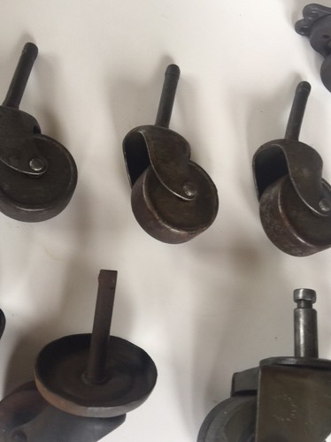 Vintage Caster Wheels Lot of 13ea. Metal, Rubber, Wood