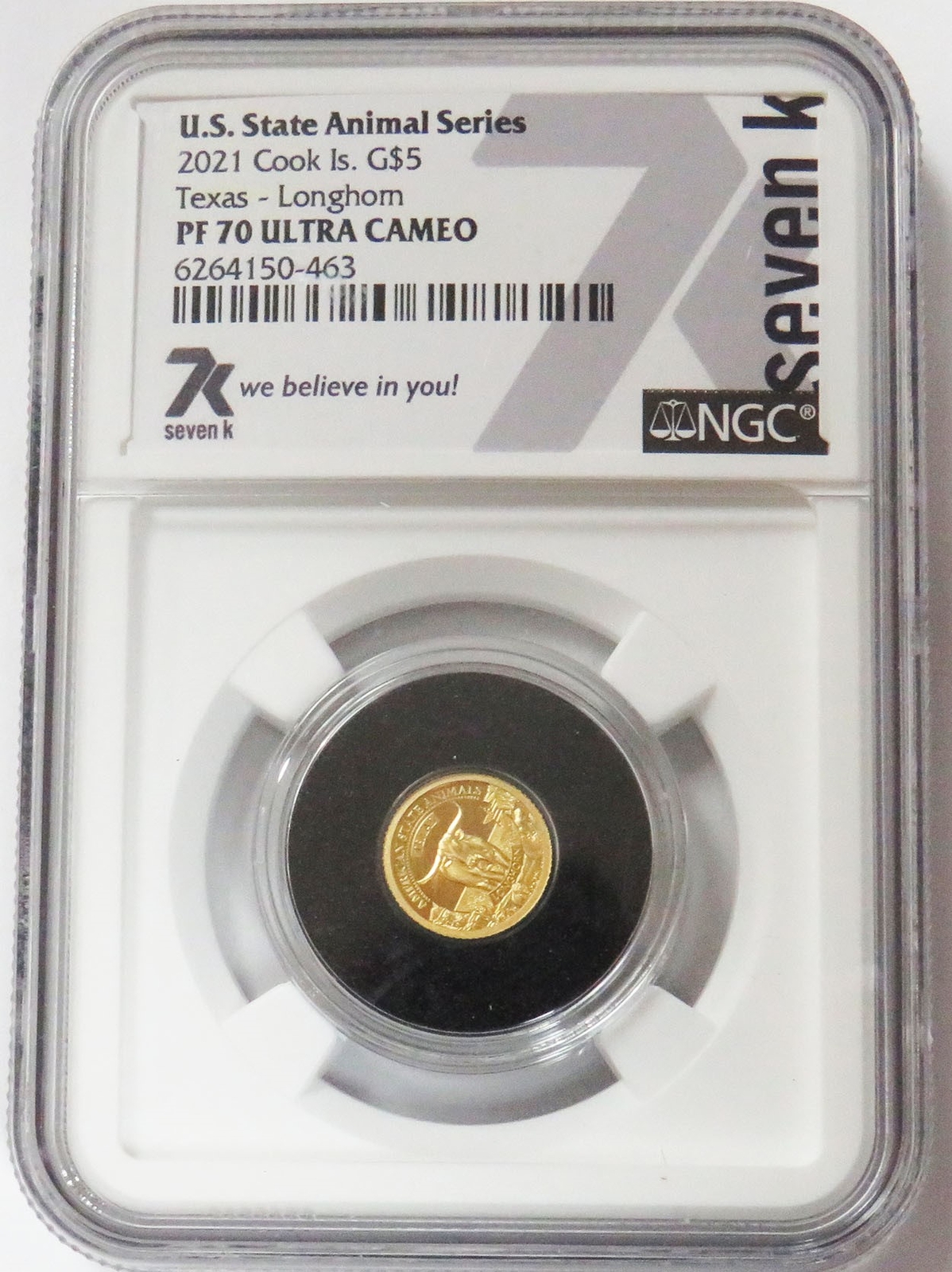 2021 GOLD COOK ISLANDS $5 TEXAS LONGHORN 1/2 GRAM COIN NGC 2021 GOLD COOK ISLANDS $5 TEXAS LONGHORN 1/2 GRAM COIN NGC