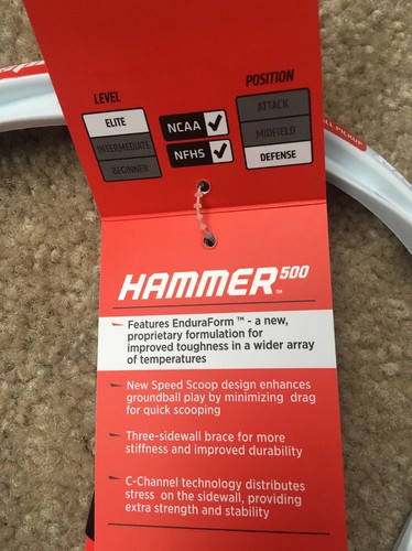 STX Hammer 500 Endura Form Unstrung Lacrosse Head Elite Level Defense Brand New