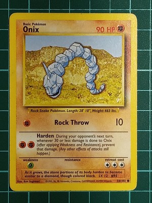 Nm Unlimited Edition 56 102 Base Set Common Pokemon Card Onix Collectible Card Games Winvest Global Toys Hobbies