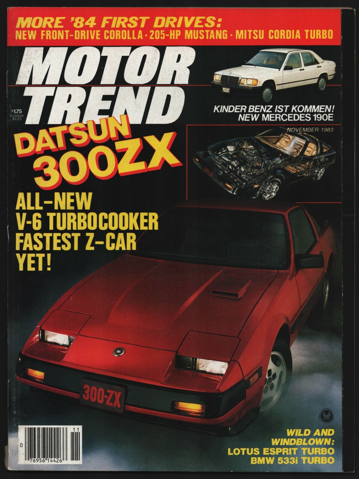 NOVEMBER 1983 MOTOR TREND MAGAZINE DATSUN 300ZX, MERCEDES