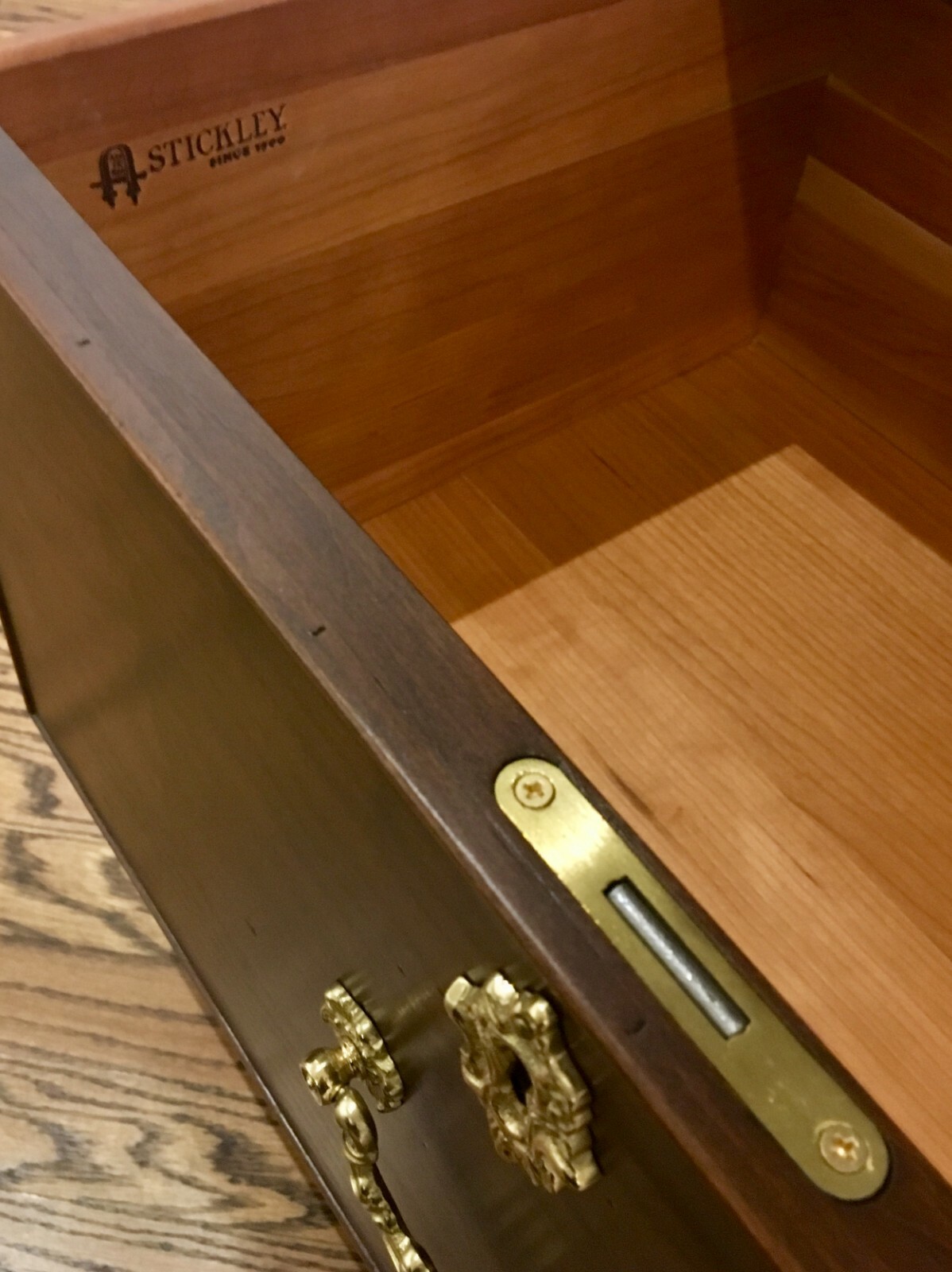 Stickley Bookcase - Tall Enclosed Glass Bookcase with 2 Drawers