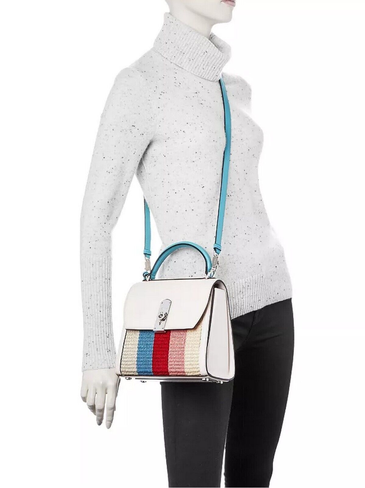SALVATORE FERRAGAMO Boxyz Striped Cord/Leather Satchel Bag SALVATORE FERRAGAMO Boxyz Striped Cord/Leather Satchel Bag