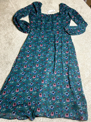 FRANCESCAS MIAMI Dress NWT $60 Blue Green Floral Multicolor Square Neck LG