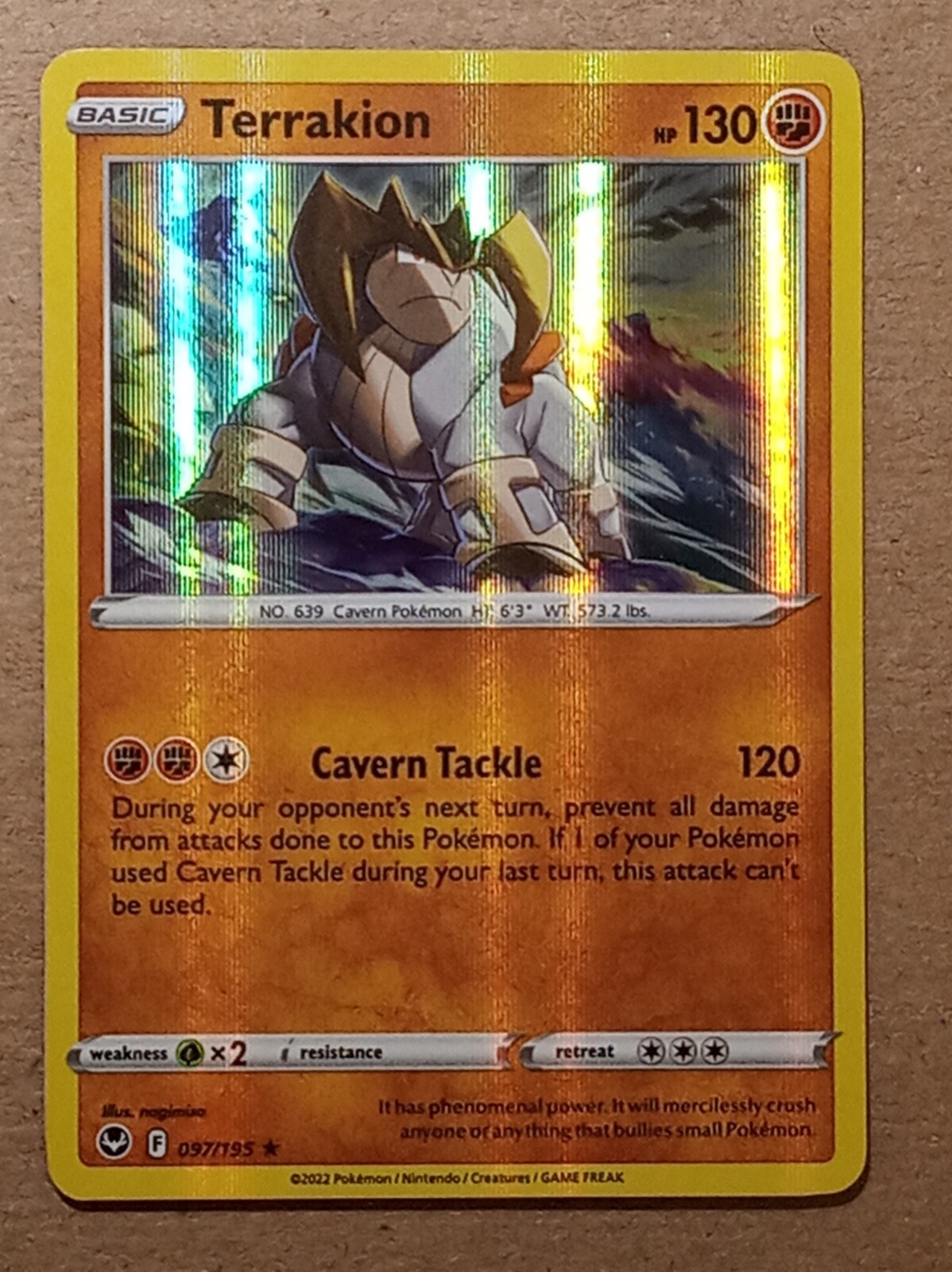 POKEMON Card - Terrakion 097/195 - Holo Rare - Silver POKEMON Card - Terrakion 097/195 - Holo Rare - Silver