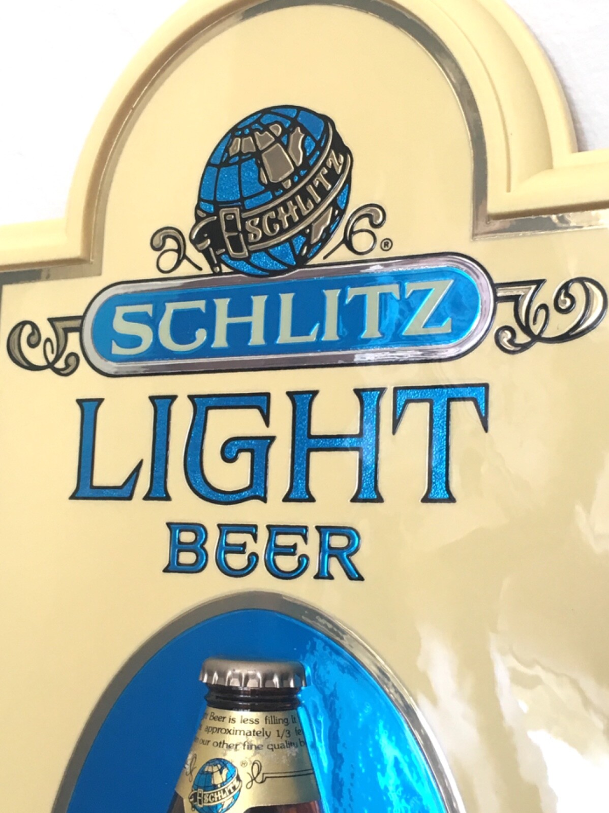 NOS New Old Stock Vtg Schlitz Light Beer Light Bottle Man Cave Bar Sign