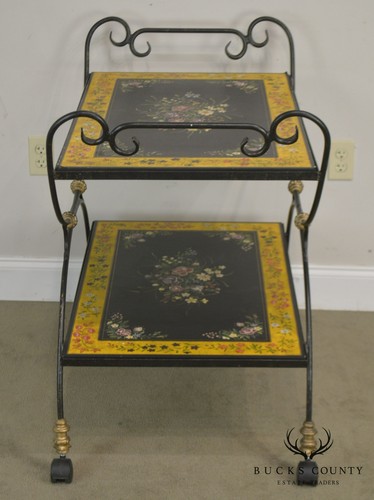 Sarreid Paint Decorated Iron Serving Cart