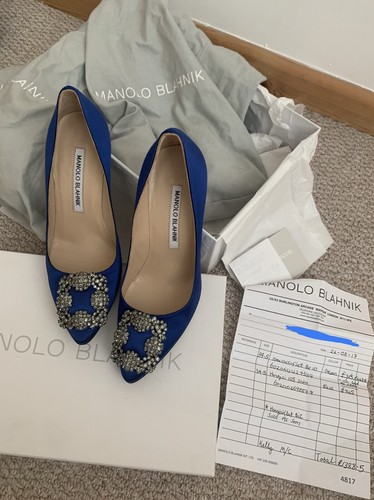 靴 MANOLO BLAHNIK GERONTIUS HANGISI | Green Satin Jewel Buckle Pumps | Manolo Blahnik