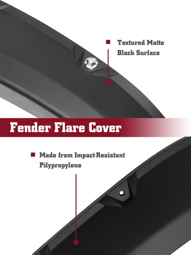 Black Fender Flare for 2016-2023 Toyota Tacoma Matte Bolt-Riveted Style Textured