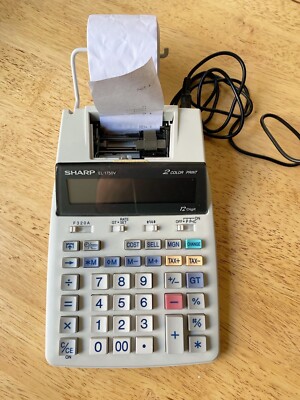 Sharp EL-1750V Printing Calculator - 12 Digit - 2 Color Very Good Condition