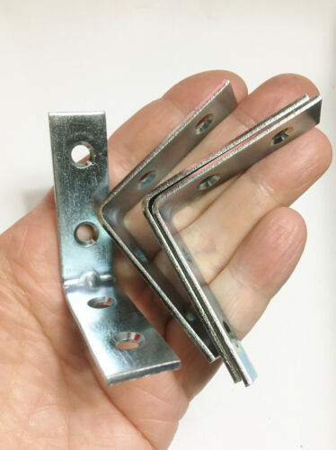 M01112-FS Pack of 4 L-Shaped Bracket 2" x 5/8" Corner Brace Zinc Steel