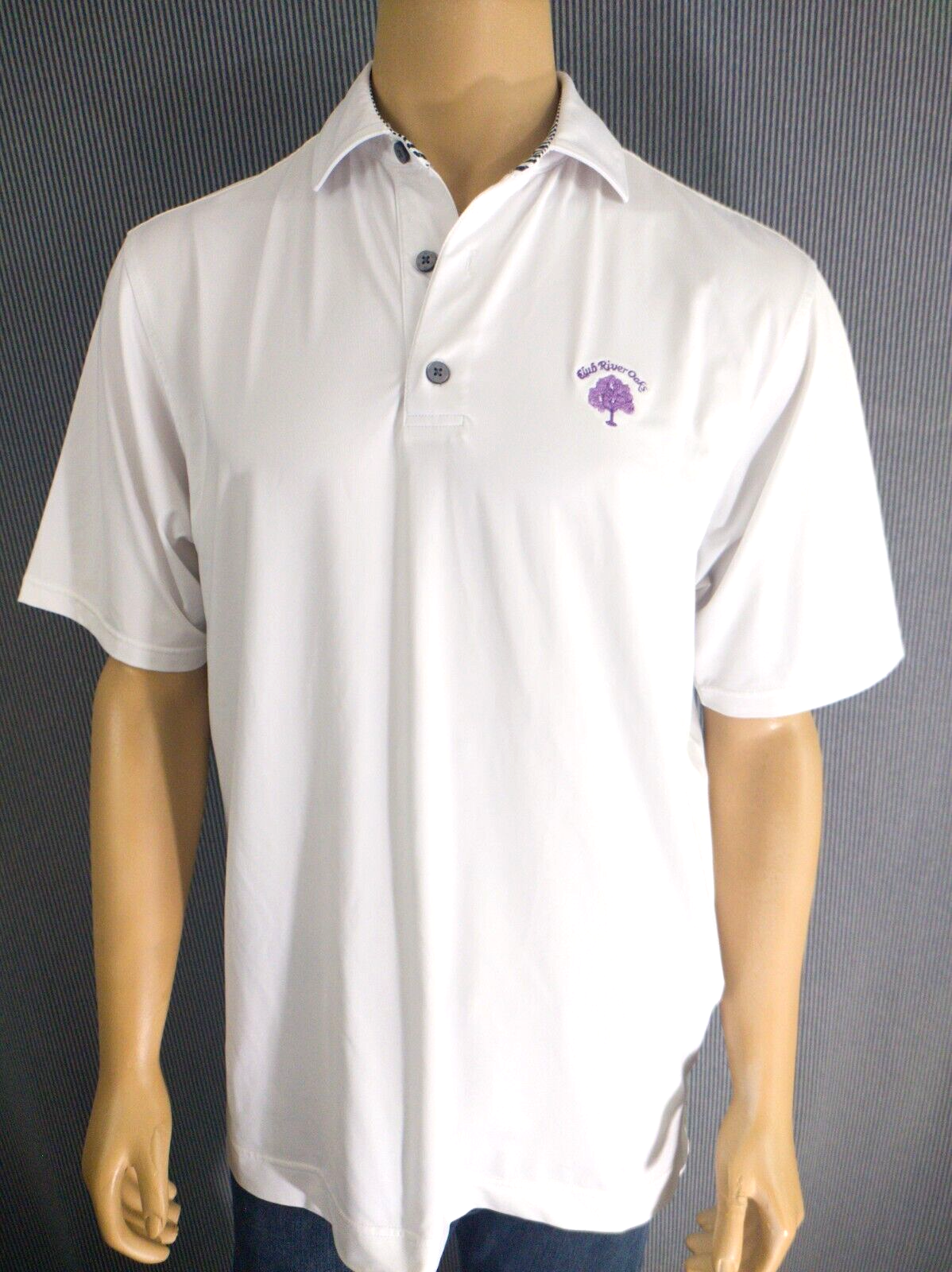 FootJoy GOLF POLO SHIRT SS Men's M Poly Stretch Athletic White Club River Oaks