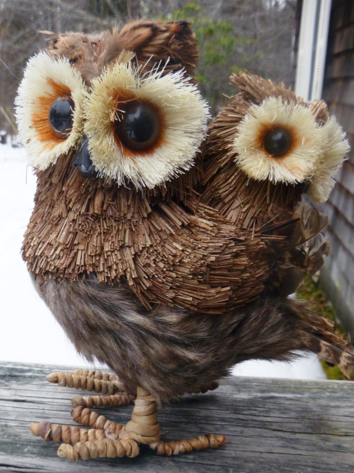 ~~ Nantucket Home Sisal/Twig&Feathers Owl Statues W/Babies ~~ Set Of 2 ~~ NEW ~~