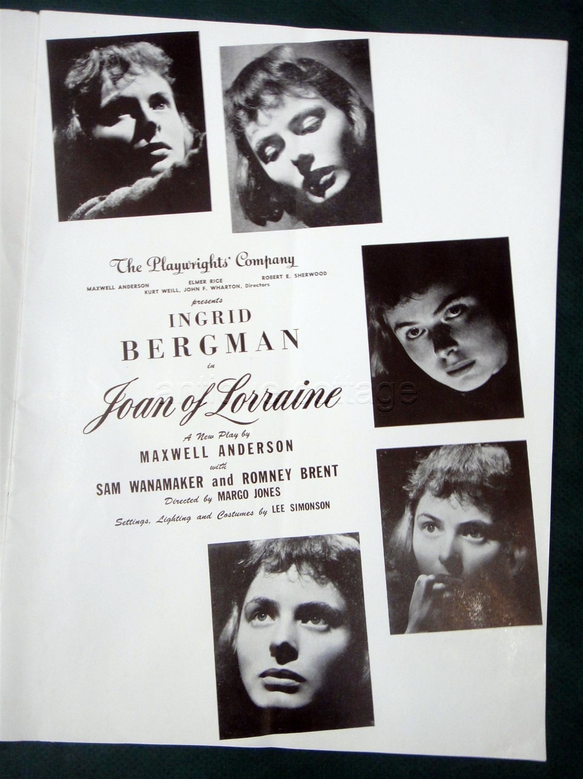 antique INGRID BERGMAN in JOAN of LORRAINE SOUVENIR PHOTO PROGRAM BOOK 16p ORIG.