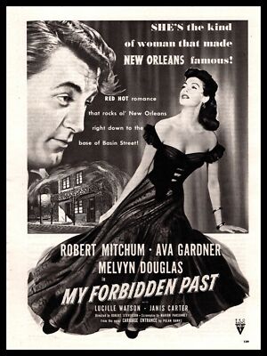 1951 Robert Mitchum Ava Gardner ''My Forbidden Past'' Movie Vintage Print Ad