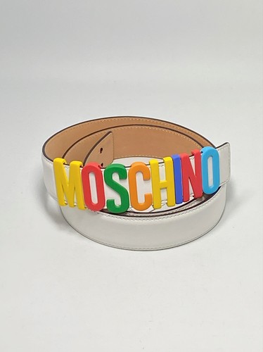  MOSCHINO ゴールドメッキベルト Moschino Belt Leather Black Buckle Gold 42