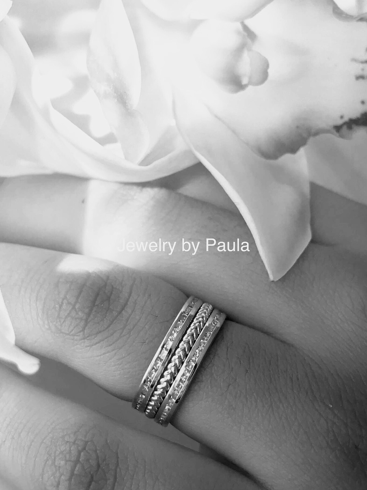 Pre-owned Jewelry By Paula 14k White Gold Twist Band Ring, Stacking Band, Midi Ring 2 Mm. Solid 14k Gold