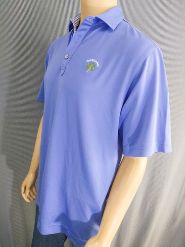 FootJoy GOLF POLO SHIRT SS Men's M Blue Club River Oaks Poly Stretch Athletic