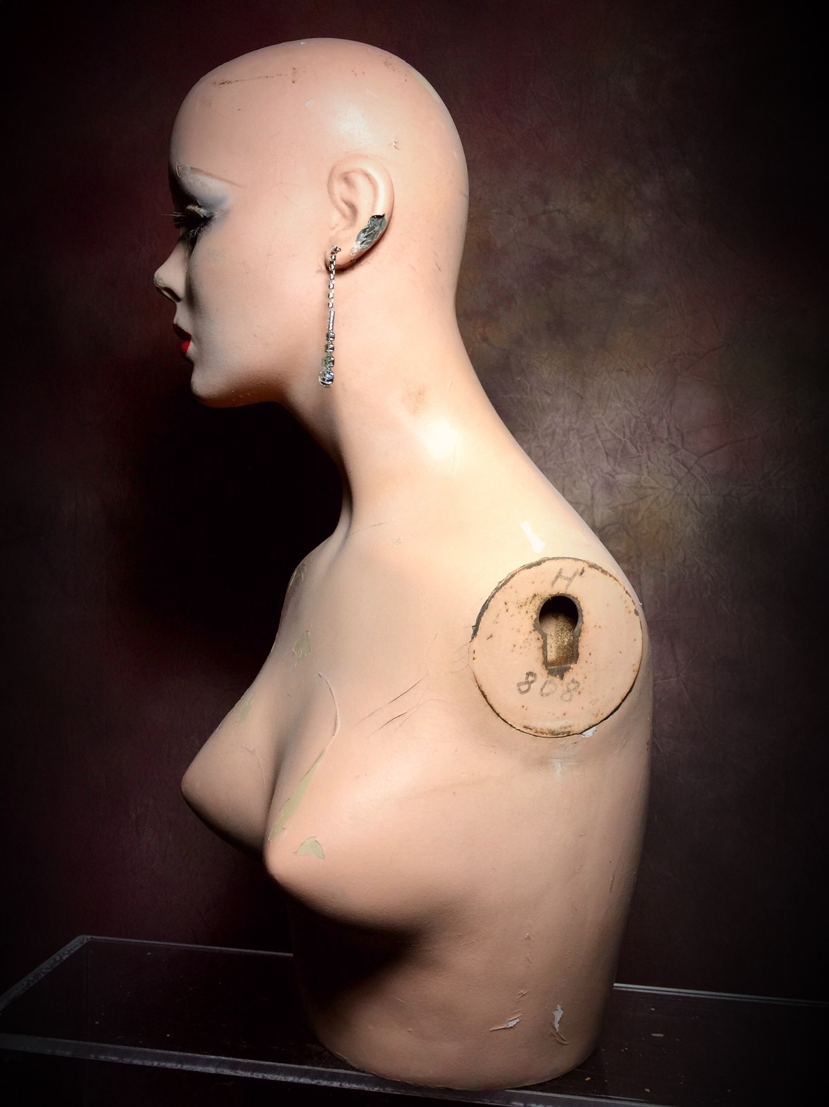 Vintage 50s Mannequin Female Torso GLASS EYES Oddity Art Creepy Beauty Decor