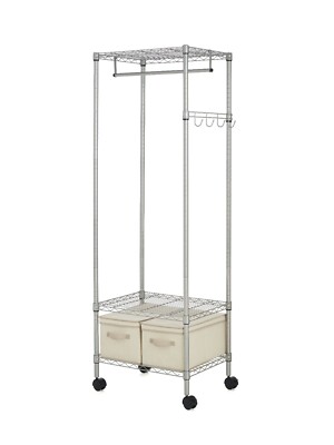 HSS 18"D x 24"W x 70.9"H, Wire Shelving 3-Shelf Garment Rack , Silver
