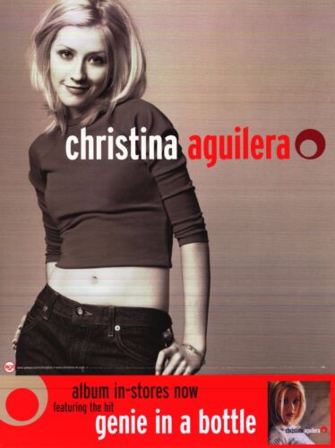 MUSIC POSTER~Christina Aguilera Genie In A Bottle w/Perforation Orig. 18x24"~NOS