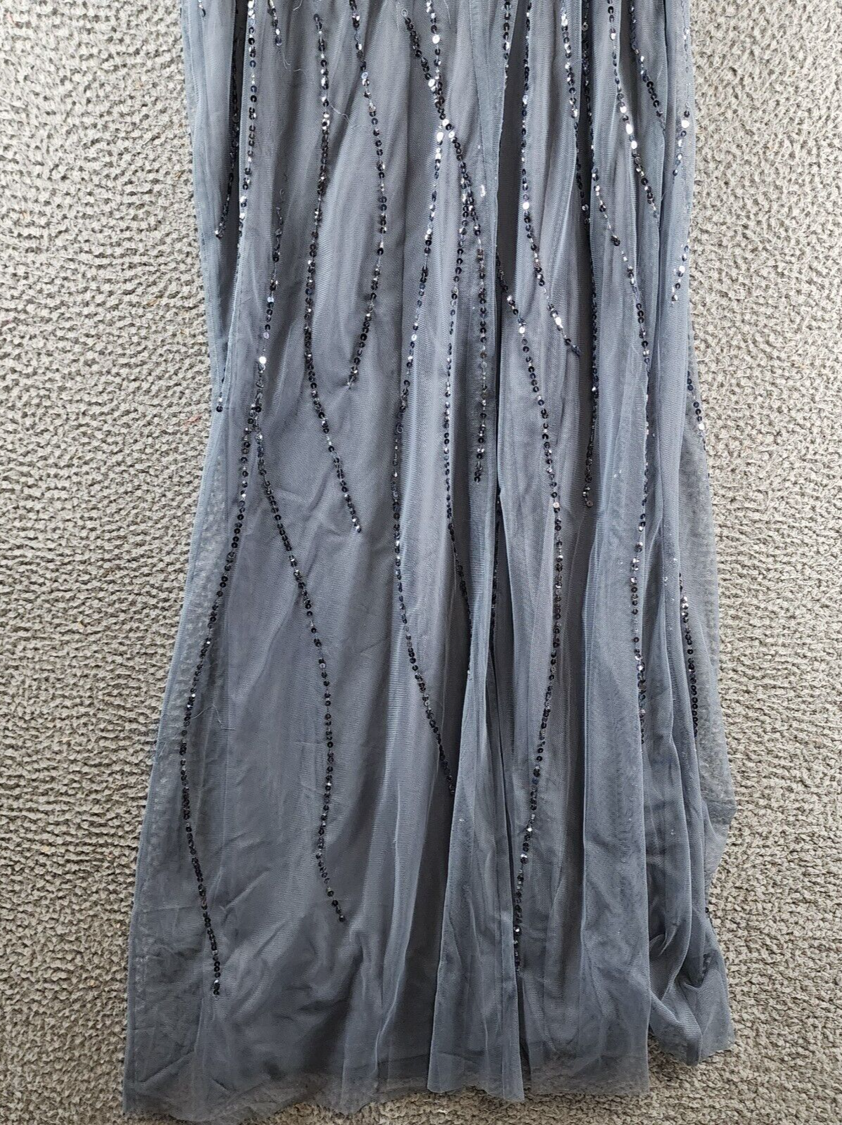 Adrianna Papell One Shoulder Beaded Dress Women's 6 Dusty Blue Side Zip Closure - Picture 7 of 17