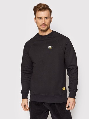 

CAT Classic Crewneck Мужская черная повседневная спортивная толстовка с круглым вырезом, Черный