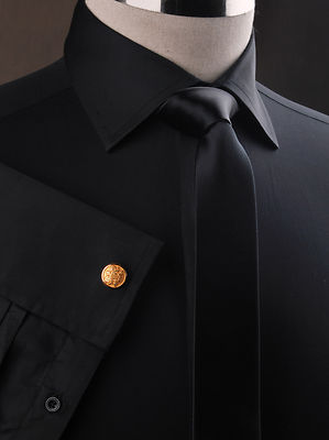 Sexy Pure Black Poplin Formal Dinner Event Dress Shirt Business Boss Party Club