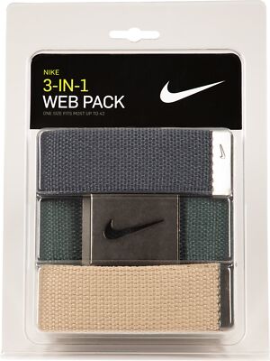 Nike Golf Men's 3 in 1 Web Pack Belts, One Size Fits Most - Select Colors