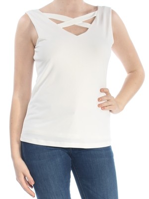 

Женский топ без рукавов с V-образным вырезом NINE WEST цвета слоновой кости, Цвет слоновой кости