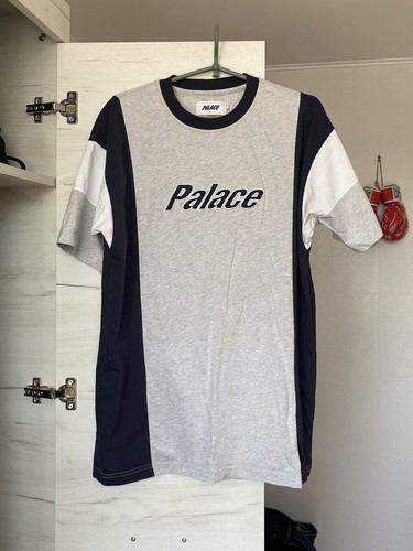 トップス Palace / Duo Stripe T-Shirt M PALACE DUO PANEL T-SHIRT - Sz L Navy Blue Heather Grey White