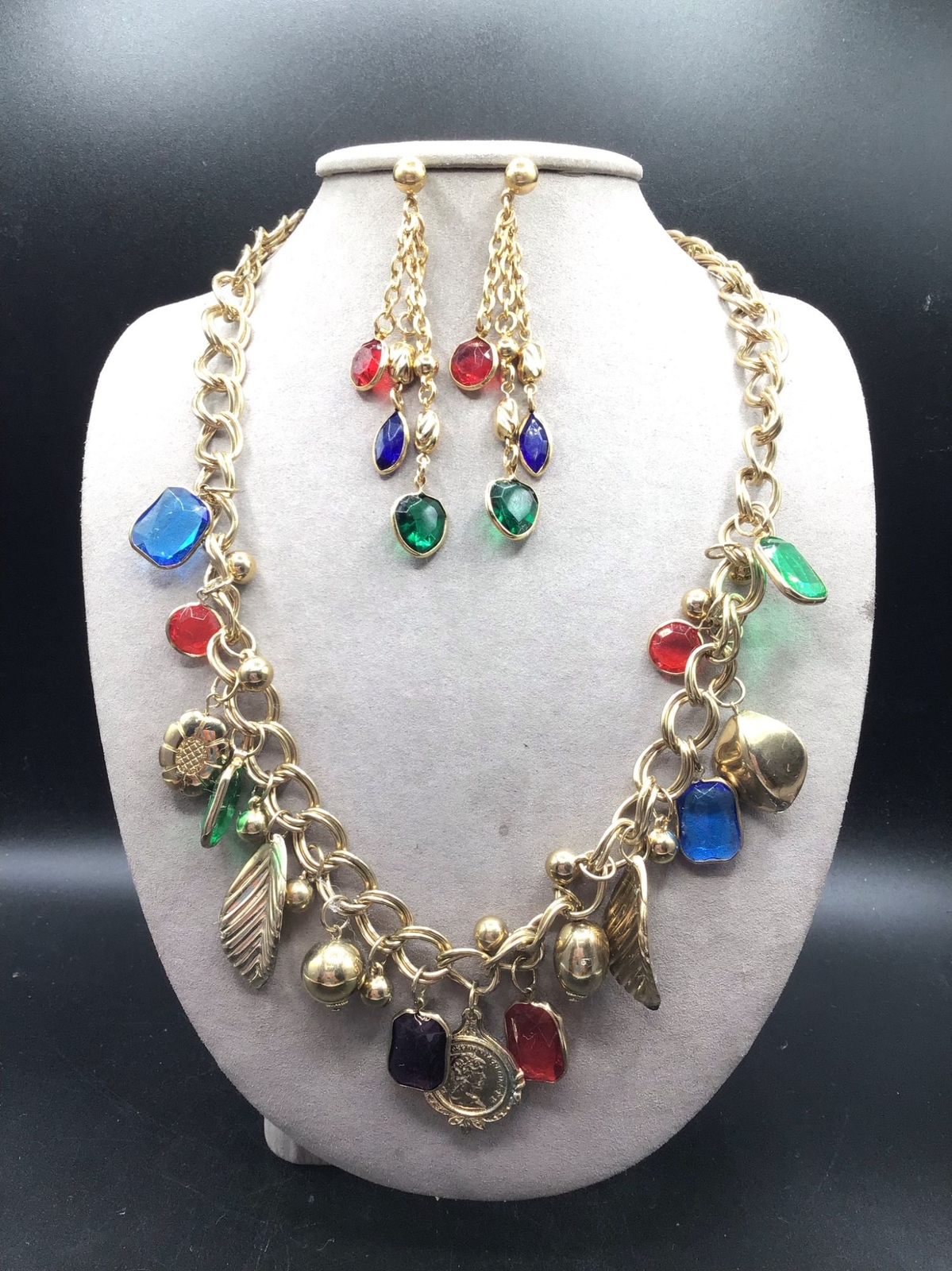 アクセサリー VINTAGE SEVEN SEAS NECKLACE &EARRING SET Vtg VENDOME Necklace/Earring Set W/AB Beads Double Strand